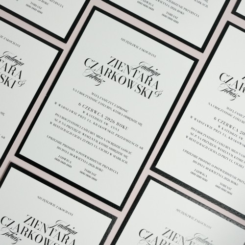 Zaproszenie ślubne Miłość w czerni i bieli