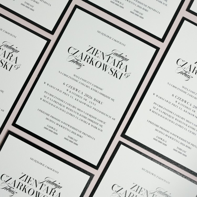 Zaproszenie ślubne Miłość w czerni i bieli
