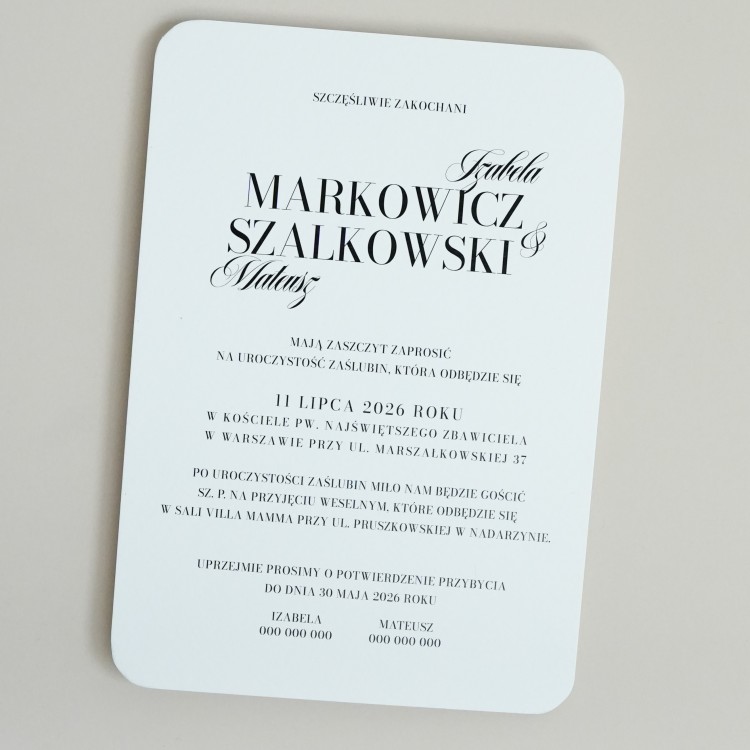Zaproszenie ślubne Wytworna Czerń