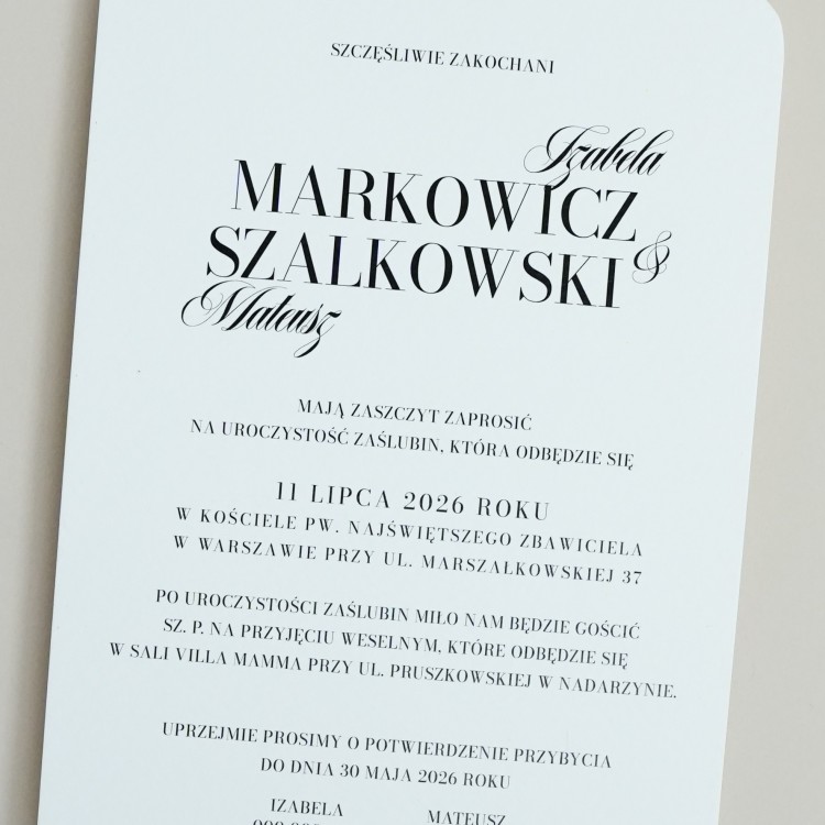 Zaproszenie ślubne Wytworna Czerń