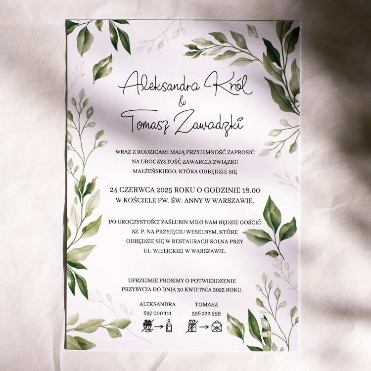 Zaproszenie ślubne Romantyczny Zielnik