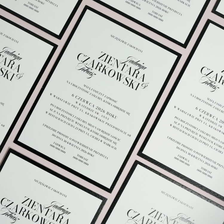 Zaproszenie ślubne Miłość w czerni i bieli