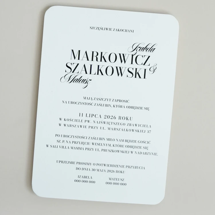 Zaproszenie ślubne Wytworna Czerń