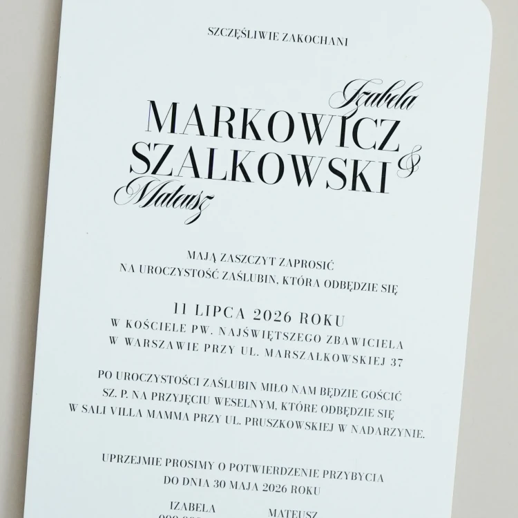 Zaproszenie ślubne Wytworna Czerń
