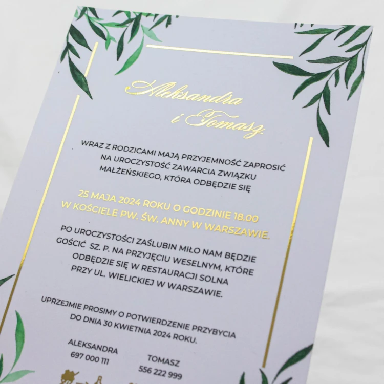 Zaproszenia ślubne GAJ OLIWNY
