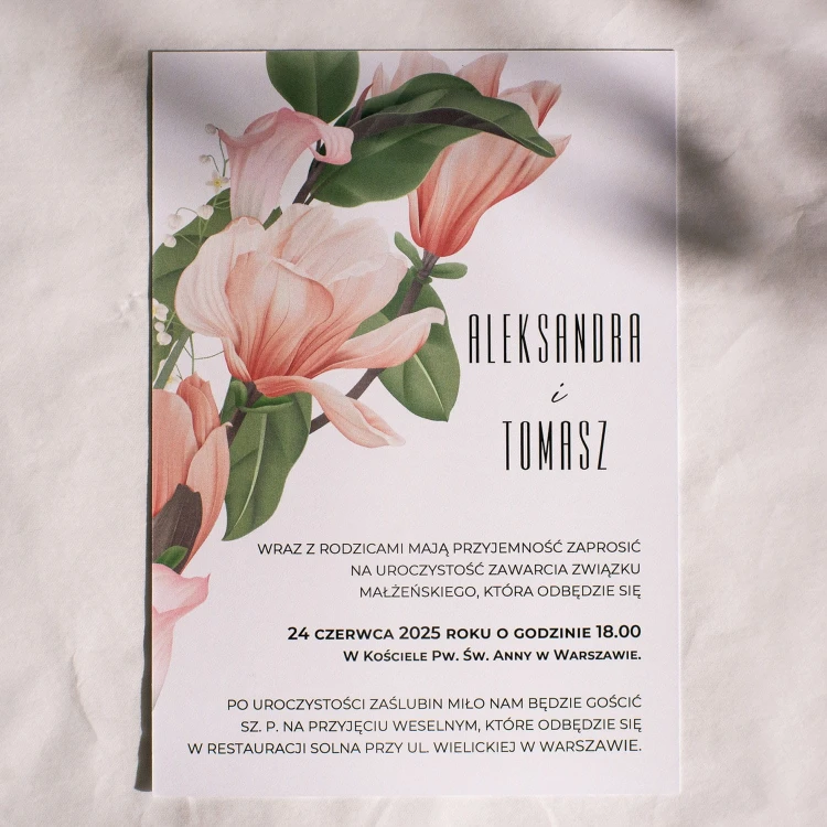 Zaproszenie ślubne Tańcząca Magnolia